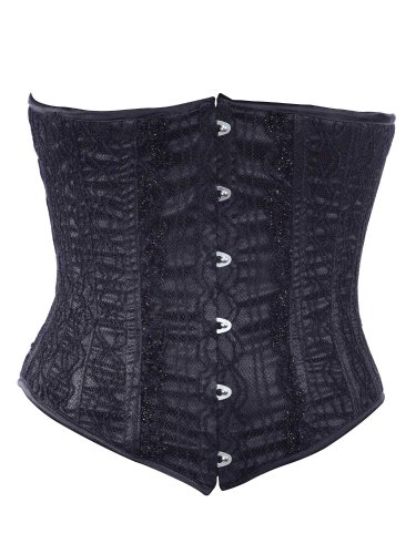 Black Net Fabric Steel Boning Underbust Fashion Corset Waist Cincher (Body Waist-26inch)