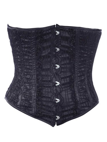 Black Net Fabric Steel Boning Underbust Fashion Corset Waist Cincher (Body Waist-38inch)