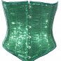 Green Sequin Fabric Steel Boning Underbust Fashion Corset Waist Cincher (Body Waist-26inch)
