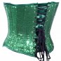 Green Sequin Fabric Steel Boning Underbust Fashion Corset Waist Cincher (Body Waist-26inch)