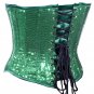 Green Sequin Fabric Steel Boning Underbust Fashion Corset Waist Cincher (Body Waist-36inch)