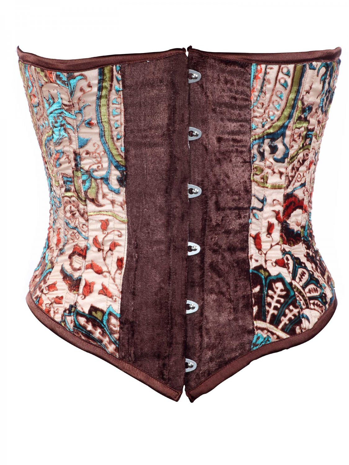Floral Velvet Fabric Steel Boning Underbust Fashion Corset Waist Cincher (Body Waist32inch)