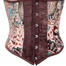Floral Velvet Fabric Steel Boning Underbust Fashion Corset Waist Cincher (Body Waist-34inch)