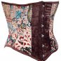 Floral Velvet Fabric Steel Boning Underbust Fashion Corset Waist Cincher (Body Waist-34inch)