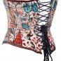 Floral Velvet Fabric Steel Boning Underbust Fashion Corset Waist Cincher (Body Waist-34inch)