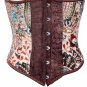 Floral Velvet Fabric Steel Boning Underbust Fashion Corset Waist Cincher (Body Waist-36inch)