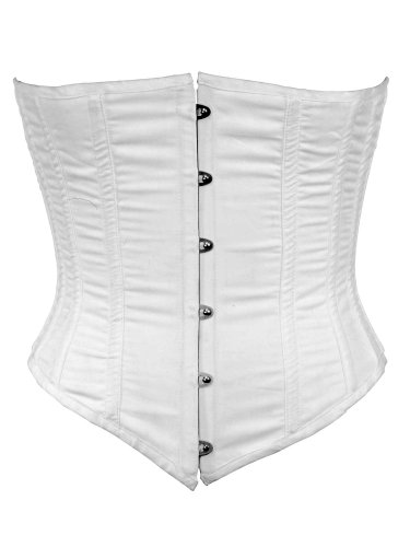 White Fabric Steel Boning Underbust Fashion Corset Waist Cincher -(Body Waist-32inch)