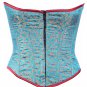 Aqua Color Brocade Fabric Steel Boning Underbust Fashion Corset Waist Cincher (Body Waist-24inch)