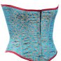 Aqua Color Brocade Fabric Steel Boning Underbust Fashion Corset Waist Cincher (Body Waist-24inch)