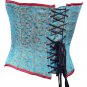 Aqua Color Brocade Fabric Steel Boning Underbust Fashion Corset Waist Cincher (Body Waist-24inch)