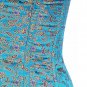 Aqua Color Brocade Fabric Steel Boning Underbust Fashion Corset Waist Cincher (Body Waist-24inch)