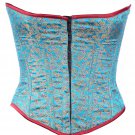Aqua Color Brocade Fabric Steel Boning Underbust Fashion Corset Waist Cincher (Body Waist-40inch)