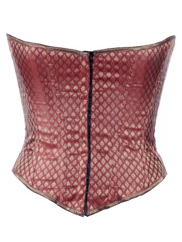 Maroon Ethnic Brocade Fabric Steel Boning Underbust Fashion Corset Waist Cincher (Body Waist-36inch)