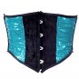 Blue & Black Sequin Fabric Steel Boning Underbust Fashion Corset Waist Cincher (Body Waist-40inch)