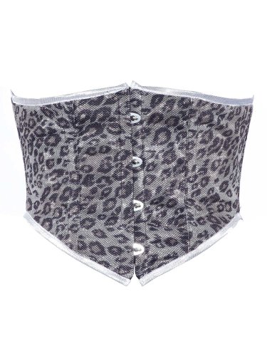 Grey & Silver Shining Fabric Steel Boning Underbust Fashion Corset Waist Cincher (Body Waist-32inch)