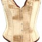 Beige Velvet Fabric Steel Boning Overbust Fashion Corset Waist Cincher (Body Waist-38nch)