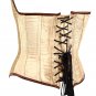 Beige Velvet Fabric Steel Boning Overbust Fashion Corset Waist Cincher (Body Waist-40nch)