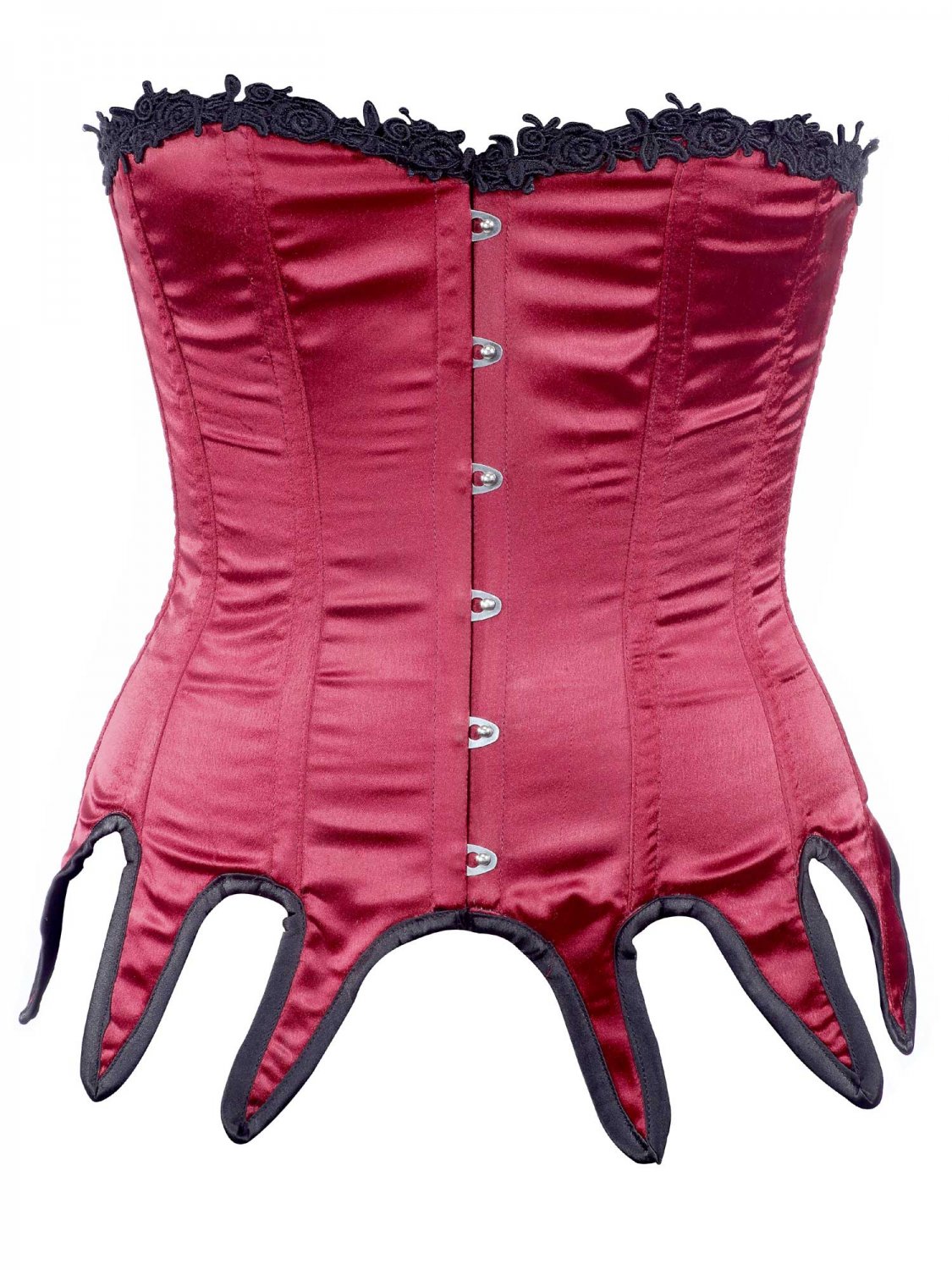 Maroon Satin Fabric Steel Boning Overbust Fashion Corset Waist Cincher