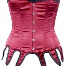 Maroon Satin Fabric Steel Boning Overbust Fashion Corset Waist Cincher (Body Waist-24inch)