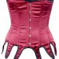Maroon Satin Fabric Steel Boning Overbust Fashion Corset Waist Cincher (Body Waist-24inch)