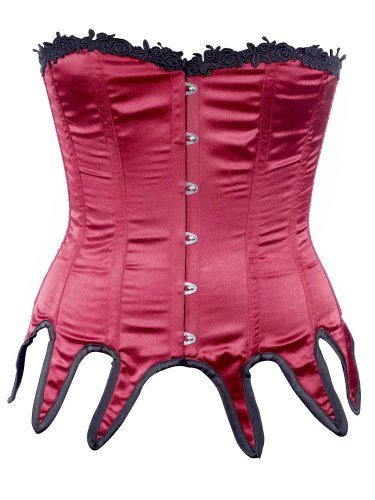 Maroon Satin Fabric Steel Boning Overbust Fashion Corset Waist Cincher (Body Waist-30inch)