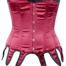 Maroon Satin Fabric Steel Boning Overbust Fashion Corset Waist Cincher (Body Waist-38inch)