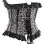 Black & Silver Leopard Fabric Steel Boning Overbust Fashion Corset Waist Cincher (Body Waist-24inch)