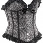 Black & Silver Leopard Fabric Steel Boning Overbust Fashion Corset Waist Cincher (Body Waist-26inch)