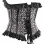 Black & Silver Leopard Fabric Steel Boning Overbust Fashion Corset Waist Cincher (Body Waist-40inch)