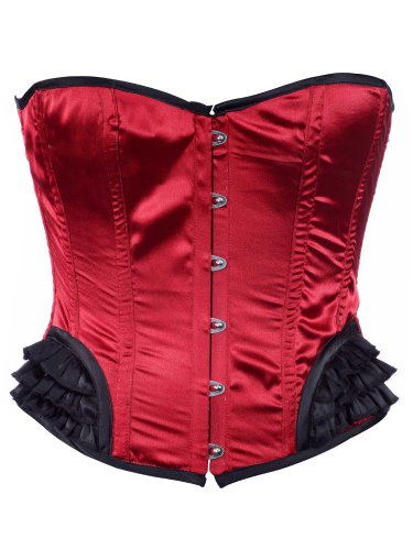 Red Satin Fabric Steel Boning Overbust Fashion Corset Waist Cincher (Body Waist-30inch)
