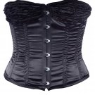 Black Satin Fabric Steel Boning Overbust Fashion Corset Waist Cincher (Body Waist-30inch)