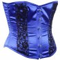 Blue Satin Fabric Steel Boning Overbust Fashion Corset Waist Cincher (Body Waist-24inch)