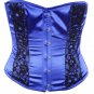 Blue Satin Fabric Steel Boning Overbust Fashion Corset Waist Cincher (Body Waist-26inch)
