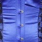 Blue Satin Fabric Steel Boning Overbust Fashion Corset Waist Cincher (Body Waist-28inch)