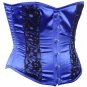 Blue Satin Fabric Steel Boning Overbust Fashion Corset Waist Cincher (Body Waist-32inch)