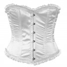 White Satin Fabric Steel Boning Overbust Fashion Corset - Miracle Corsets (Body Waist-30inch)