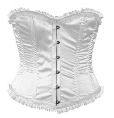 White Satin Fabric Steel Boning Overbust Fashion Corset - Miracle Corsets (Body Waist-32inch)