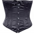 Black Satin Fabric Steel Boning Underbust Fashion Corset Waist Cincher (Body Waist-24inch)