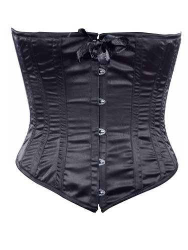 Black Satin Fabric Steel Boning Underbust Fashion Corset Waist Cincher (Body Waist-40inch)
