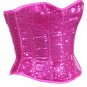 Pink Sequin Fabric Steel Boning Overbust Fashion Corset Waist Cincher (Body Waist-24inch)