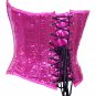 Pink Sequin Fabric Steel Boning Overbust Fashion Corset Waist Cincher (Body Waist-24inch)