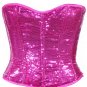 Pink Sequin Fabric Steel Boning Overbust Fashion Corset Waist Cincher (Body Waist-38inch)