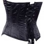 Black Brocade Fabric Steel Boning Overbust Fashion Corset Bustier (Body Waist-24inch)