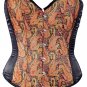 Black Brocade Fabric Steel Boning Overbust Fashion Corset Bustier (Body Waist-24inch)