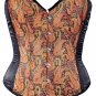 Black Brocade Fabric Steel Boning Overbust Fashion Corset Bustier (Body Waist-34inch)