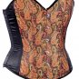 Black Brocade Fabric Steel Boning Overbust Fashion Corset Bustier (Body Waist-36inch)