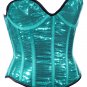 Teal Sequin Fabric Steel Boning Overbust Fashion Corset Bustier (Body Waist-24inch)