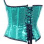 Teal Sequin Fabric Steel Boning Overbust Fashion Corset Bustier (Body Waist-24inch)