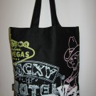 Retro Neon Las Vegas Signs on Black Canvas Tote Bag