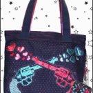 Pistol Packin' Tote Bag, Guns and Foil Heart Print, by Lounge Fly